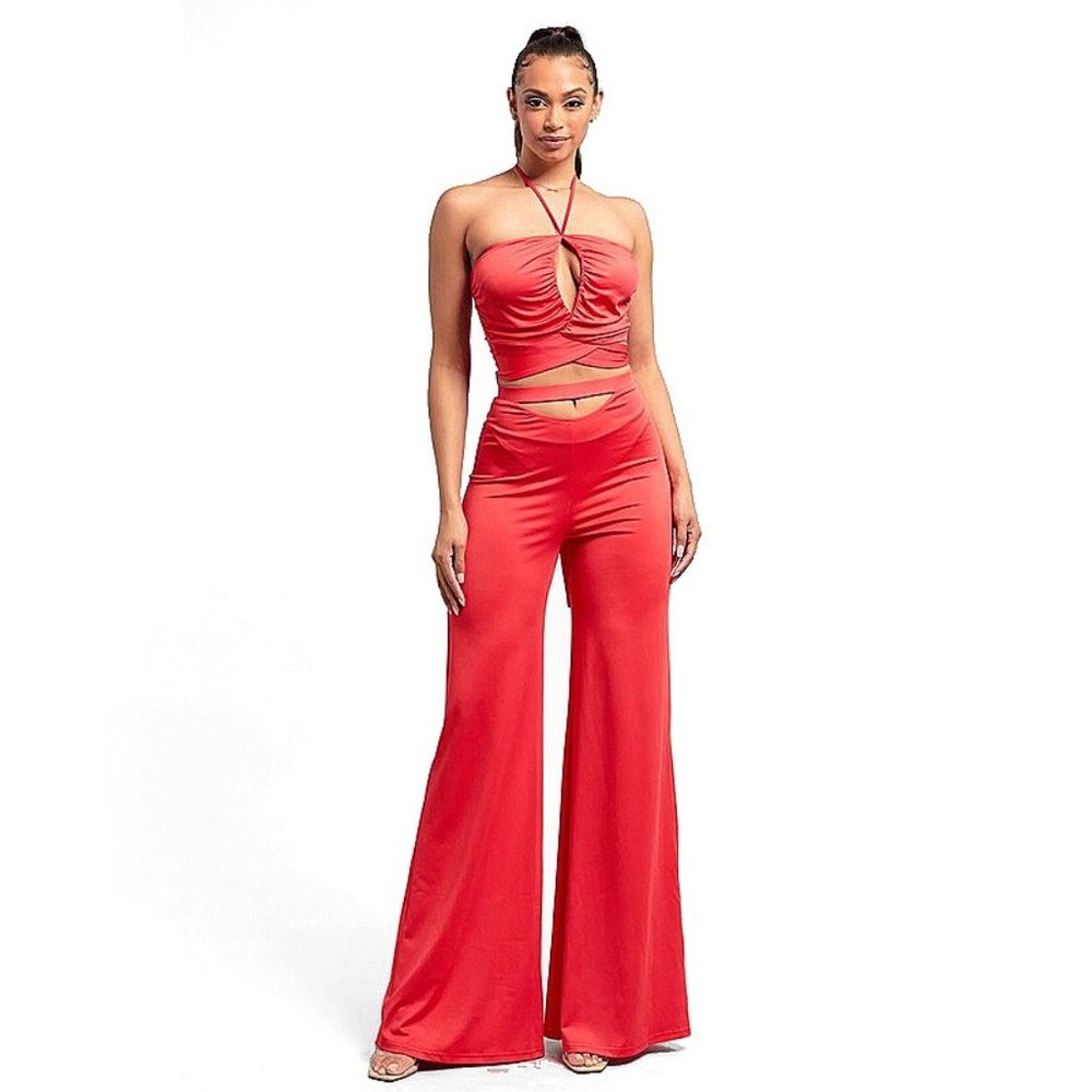 Front Cutout Wide Leg Jumpsuit